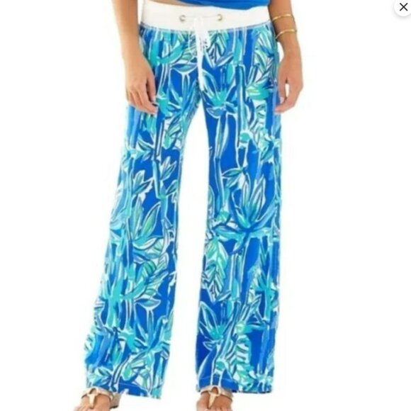 Lilly Pulitzer Pants - Lilly Pulitzer Linen Beach Pants Blue Crush Bamboom